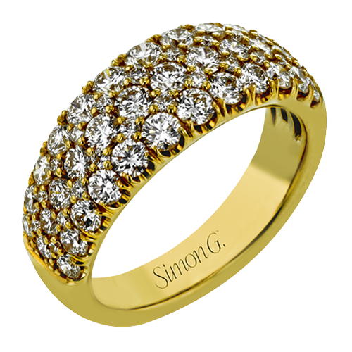 Simon G-18Kt Yellow Gold 3-Row Tapered Band with Natural Diamonds