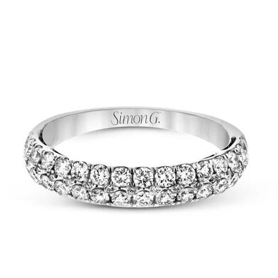 Simon G-18Kt White Gold 2-Row Band with Natural Diamonds