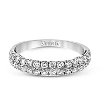 Simon G-18Kt White Gold 2-Row Band with Natural Diamonds