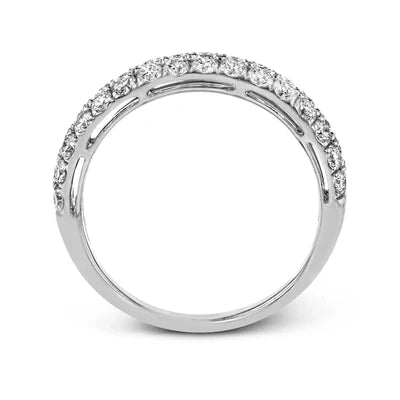Simon G-18Kt White Gold 2-Row Band with Natural Diamonds