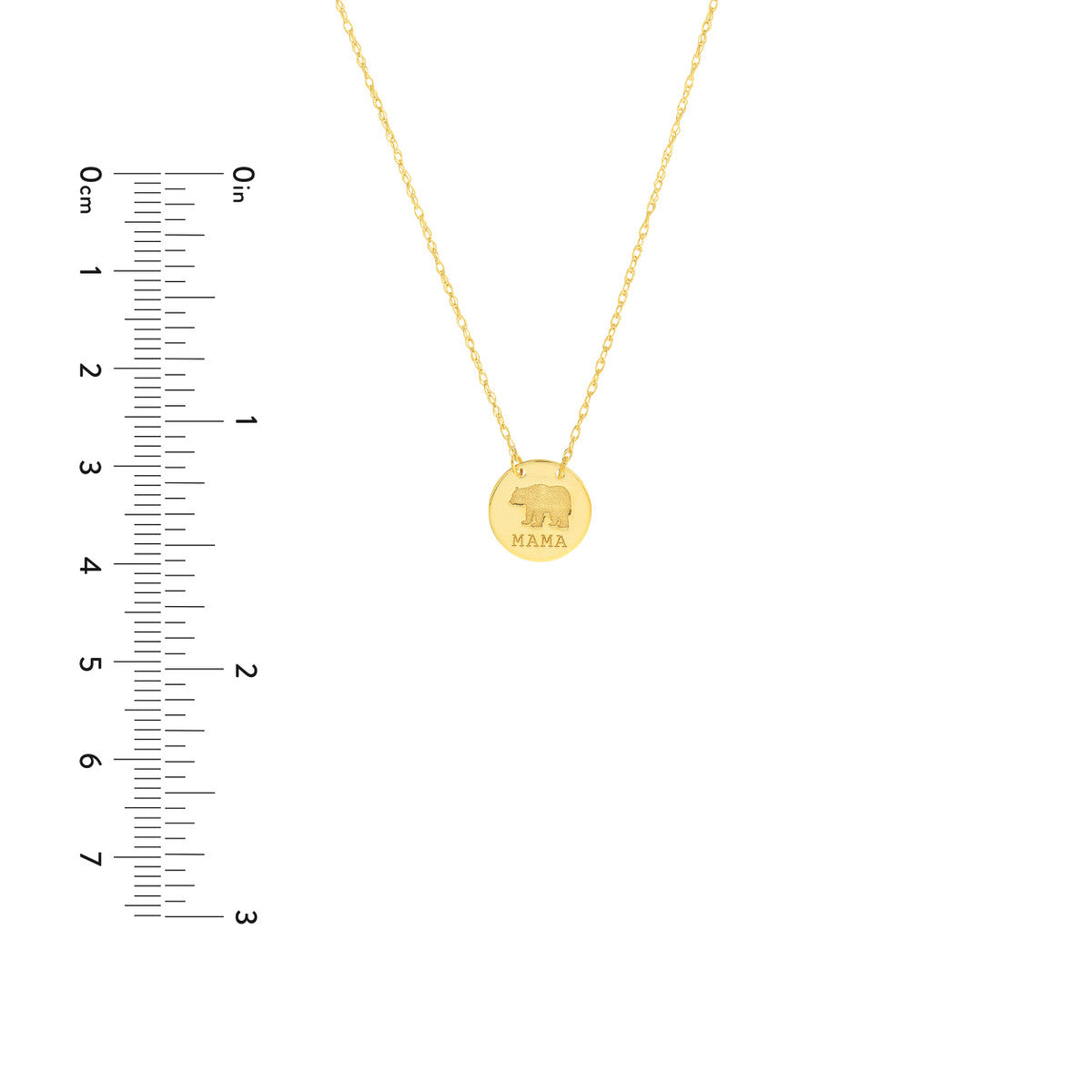 14K Yellow Gold Mama Bear Mini Disc Necklace