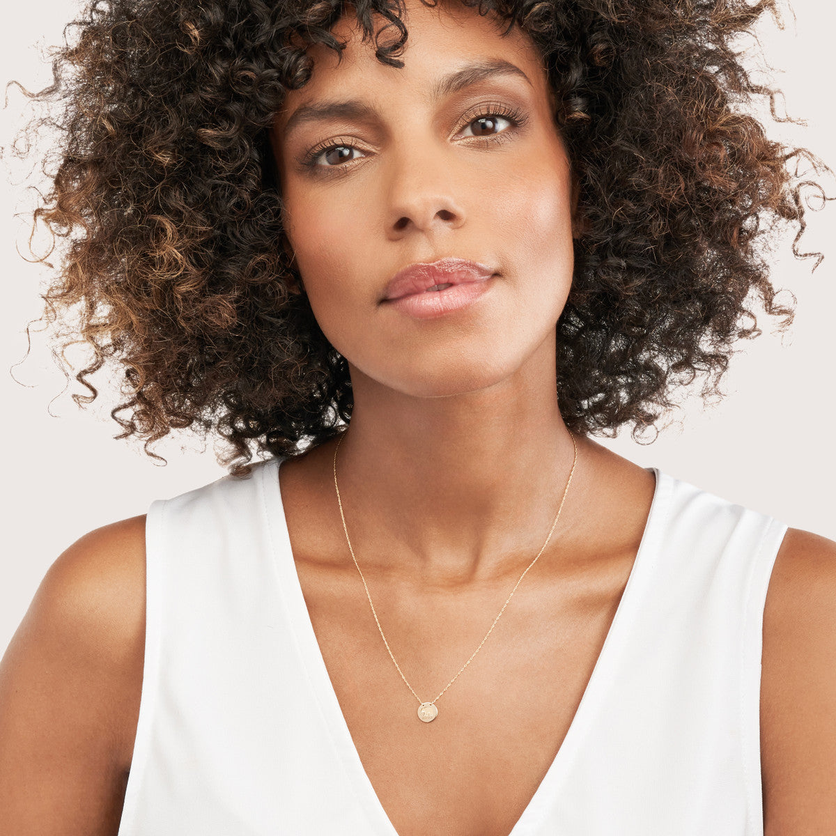 14K Yellow Gold Mama Bear Mini Disc Necklace