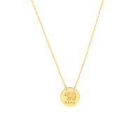 14K Yellow Gold Mama Bear Mini Disc Necklace