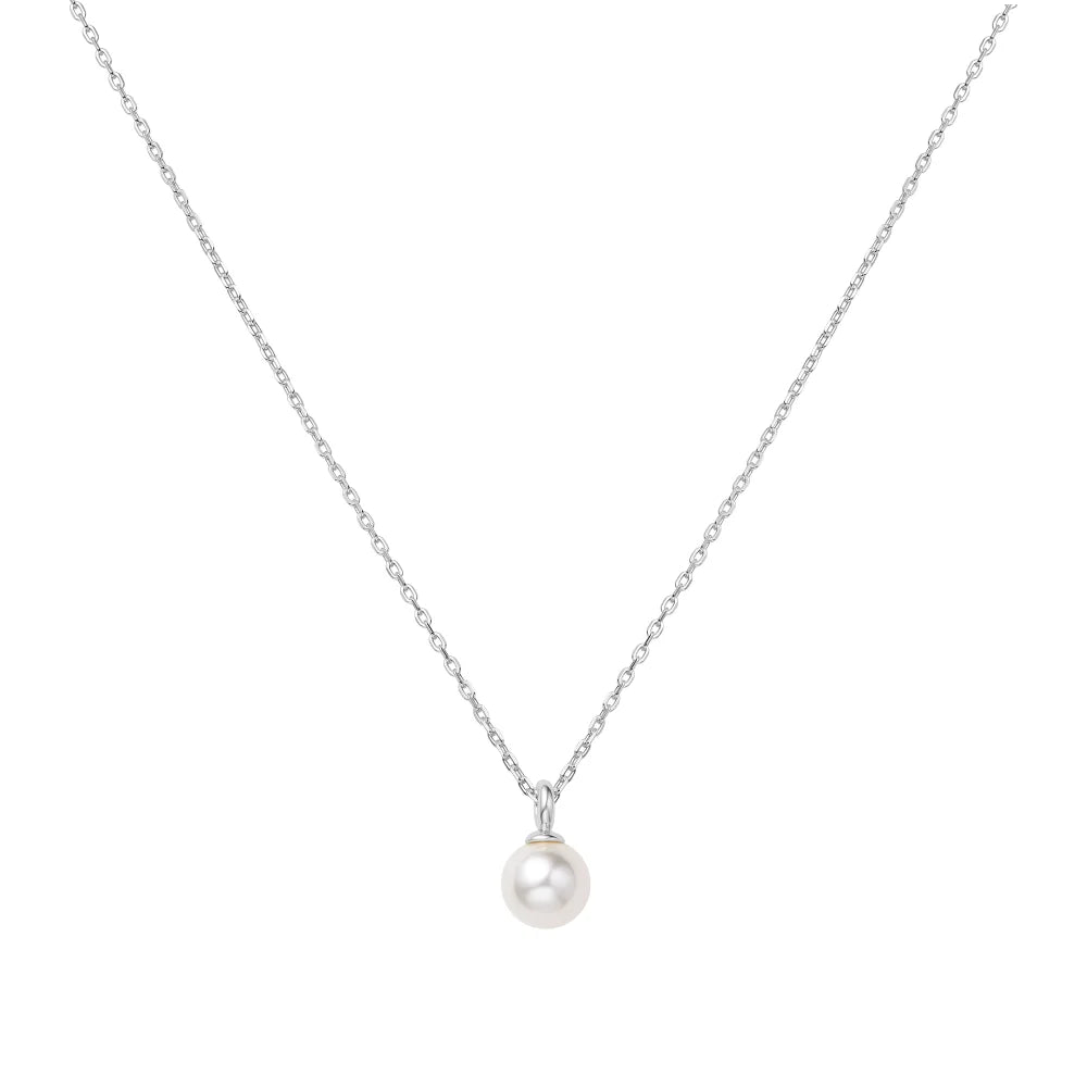Silver Pearl Drop Pendant Necklace
