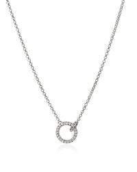 John Hardy JH Essentials Sterling Silver Diamond Pave Interlinking Mini Rolo Chain Necklace