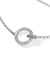 John Hardy JH Essentials Sterling Silver Diamond Pave Interlinking Mini Rolo Chain Necklace