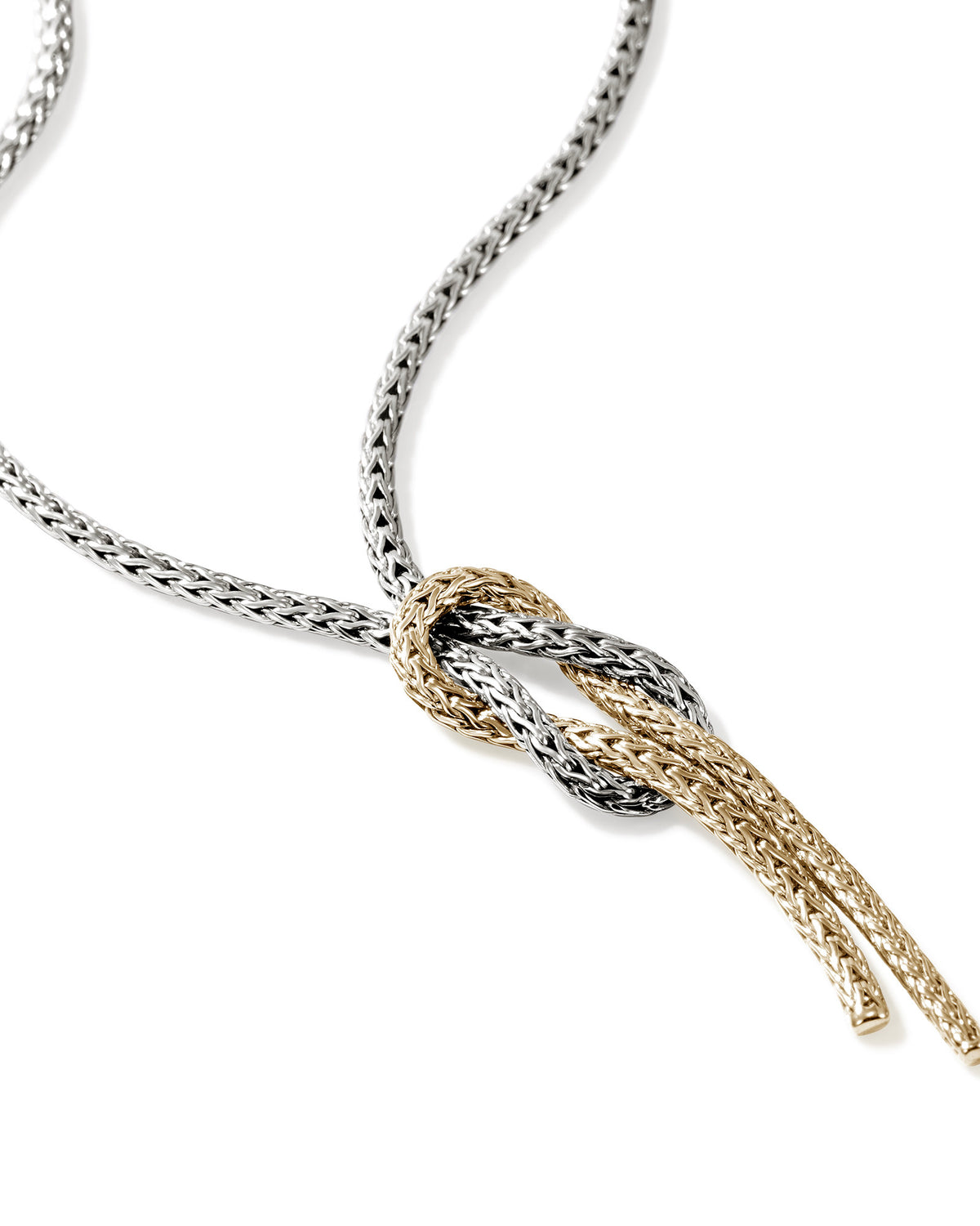 John Hardy 14Kt & Sterling Silver Love Knot 1.8mm Chain Necklace