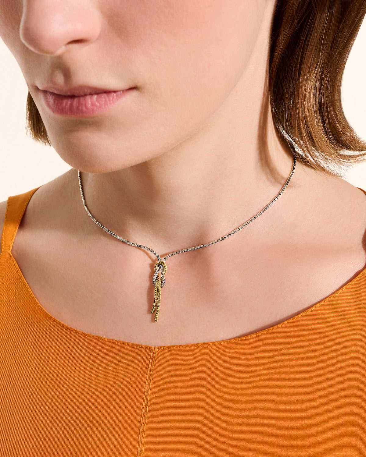 John Hardy 14Kt & Sterling Silver Love Knot 1.8mm Chain Necklace