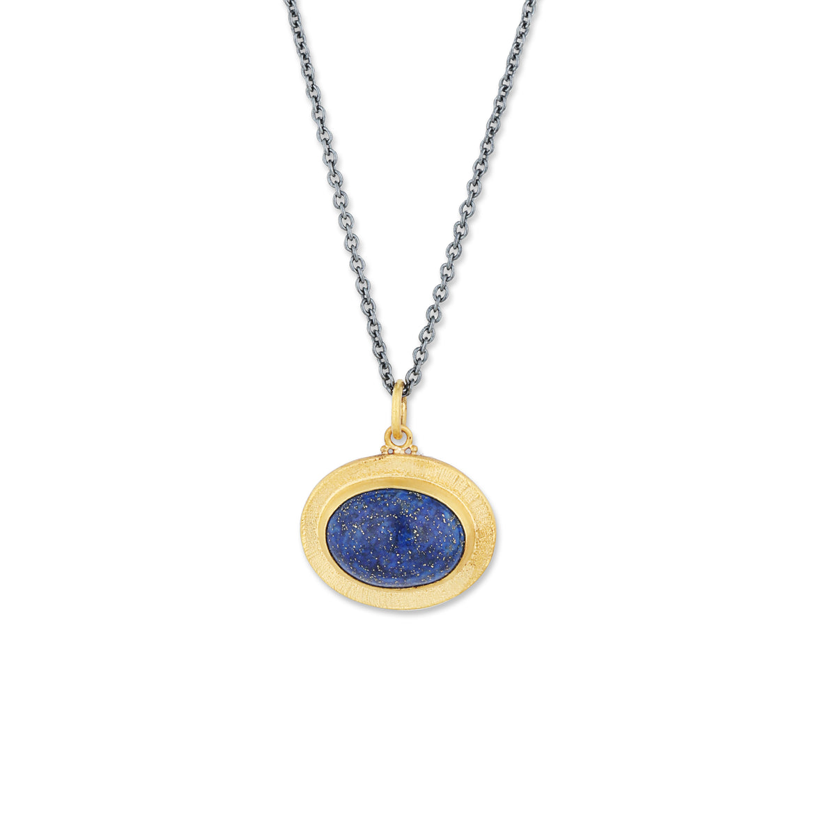 Lika Behar 24Kt Gold & Oxidized Sterling Silver "Pompei" Oval Lapis Lazuli Pendant