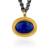 Lika Behar 24Kt Gold & Oxidized Sterling Silver "Pompei" Oval Lapis Lazuli Pendant