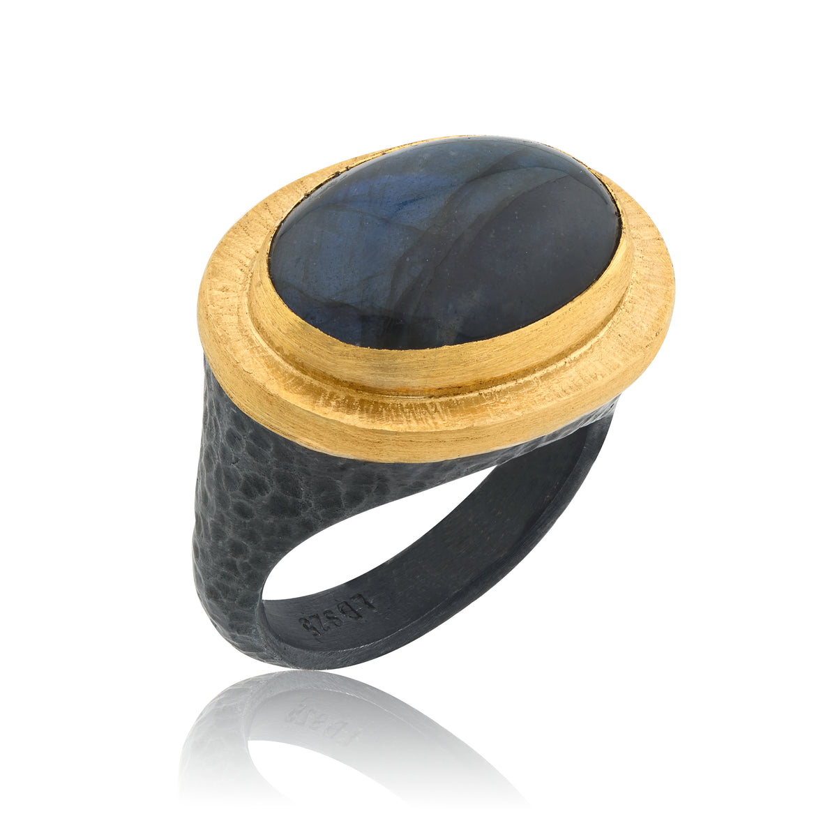 Lika Behar 24Kt Gold & Oxidized Sterling Silver "Pompei" Labradorite Ring