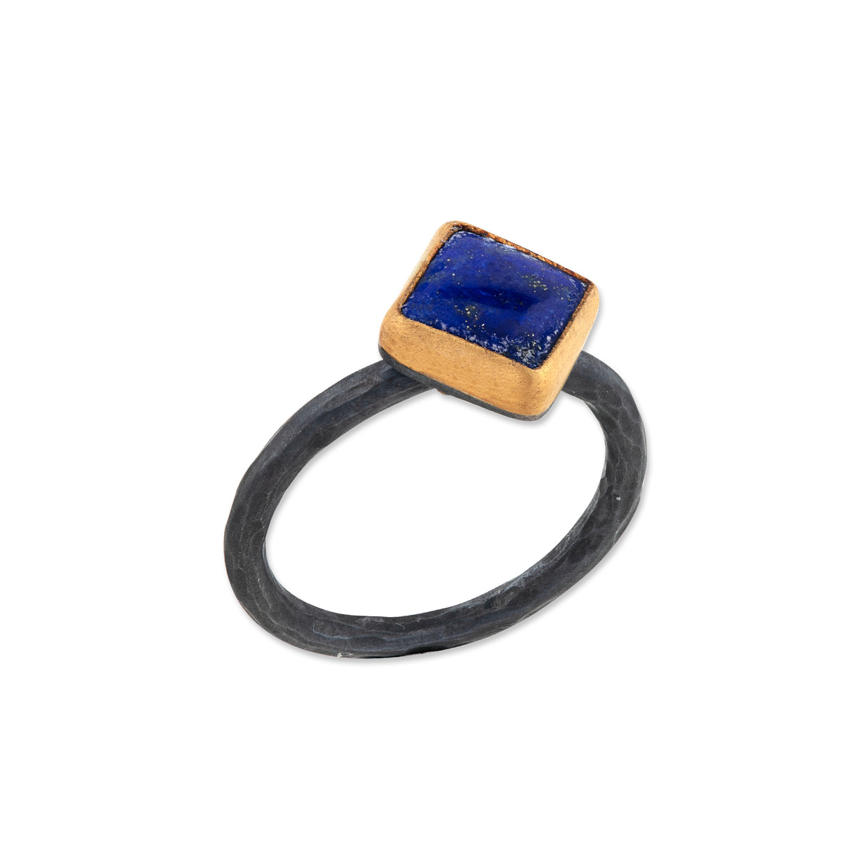Lika Behar 24Kt Gold & Oxidized Silver "Priya" Cushion Cabochon Lapis Ring
