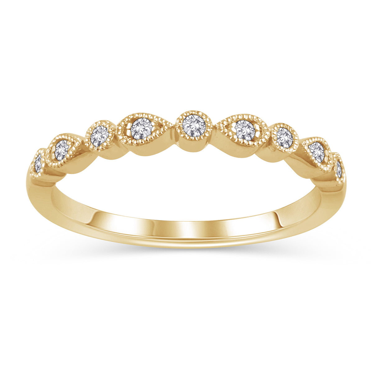 14Kt Yellow Gold Stackable Wedding Ring With .10cttw Natural Diamonds