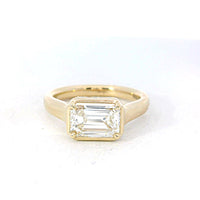14Kt Yellow Gold Faux Bezel 1.63ct East-West Emerald-Cut Diamond Engagement Ring