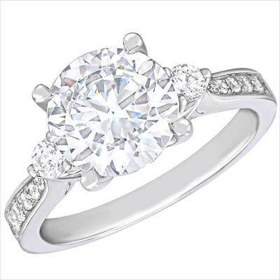 18Kt White Gold 3.05ct Natural Center Diamond Tulip Profile Engagement Ring
