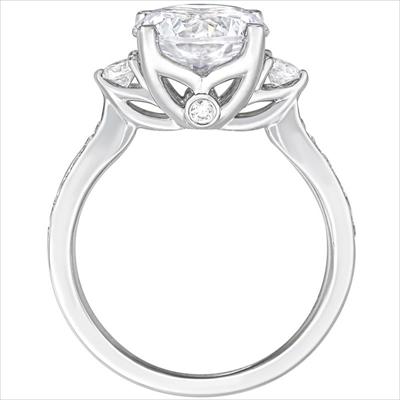 18Kt White Gold 3.05ct Natural Center Diamond Tulip Profile Engagement Ring