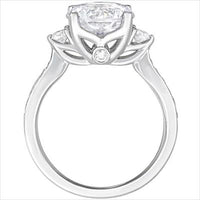 18Kt White Gold 3.05ct Natural Center Diamond Tulip Profile Engagement Ring