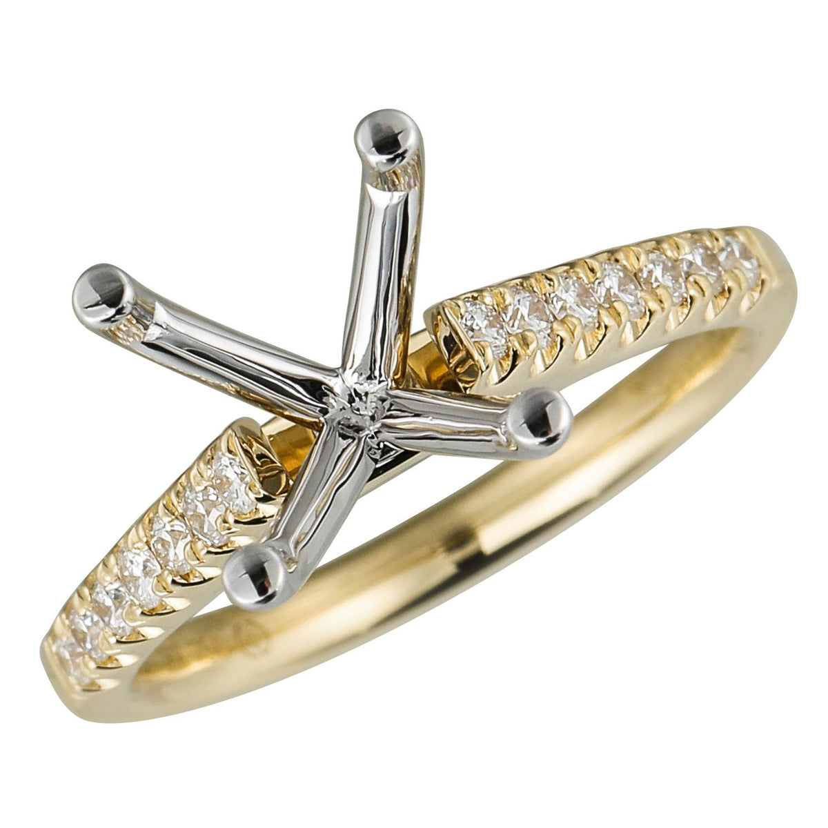 18Kt Yellow Gold 0.25cttw Pave Diamond Engagement Ring Mounting