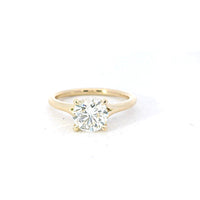 14Kt Yellow Gold Split-Shank 1.50ct Round Center Diamond with Hidden Halo Solitaire Engagement Ring