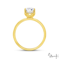 14Kt Yellow Gold Petite 1.5mm Tulip Solitaire Ring With 1.00ct Oval Natural Diamond