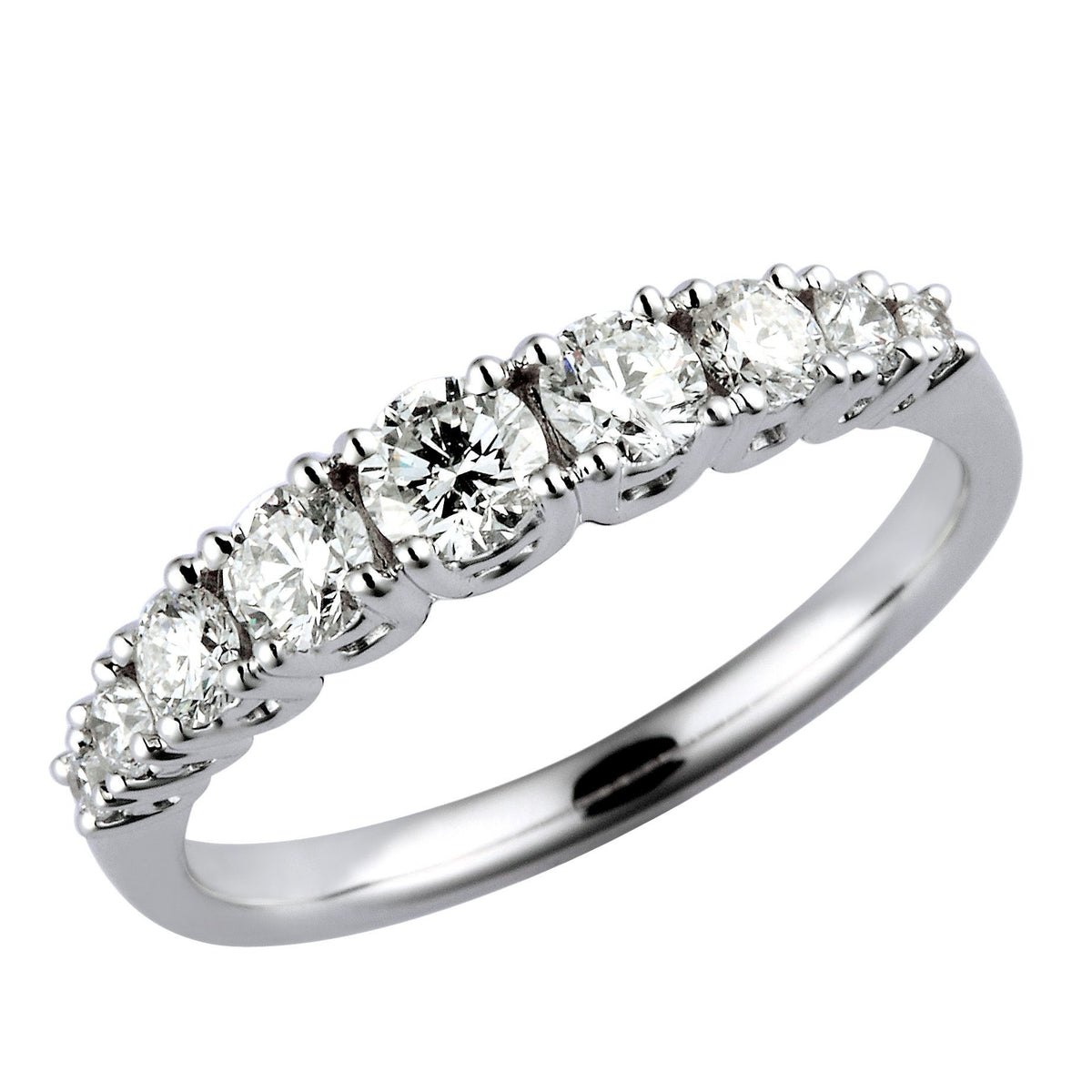 18Kt White Gold Graduated 0.75cttw Round Diamond Anniversary Band