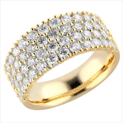 18Kt Yellow Gold 4-Row Band with Natural Diamonds
