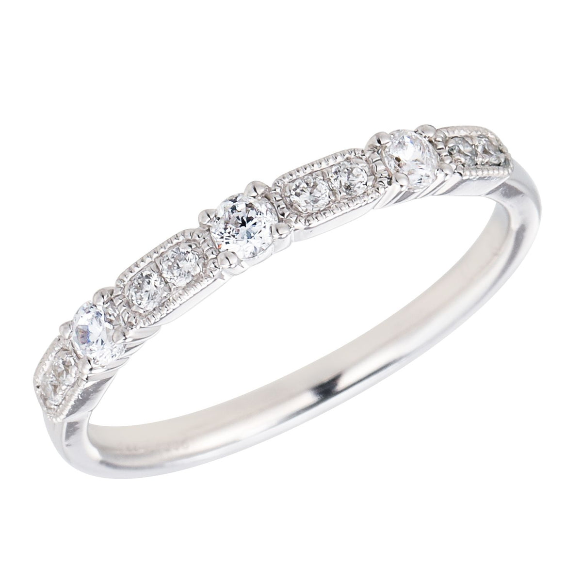 18Kt White Gold Milgrain 0.25cttw Diamond Anniversary Band