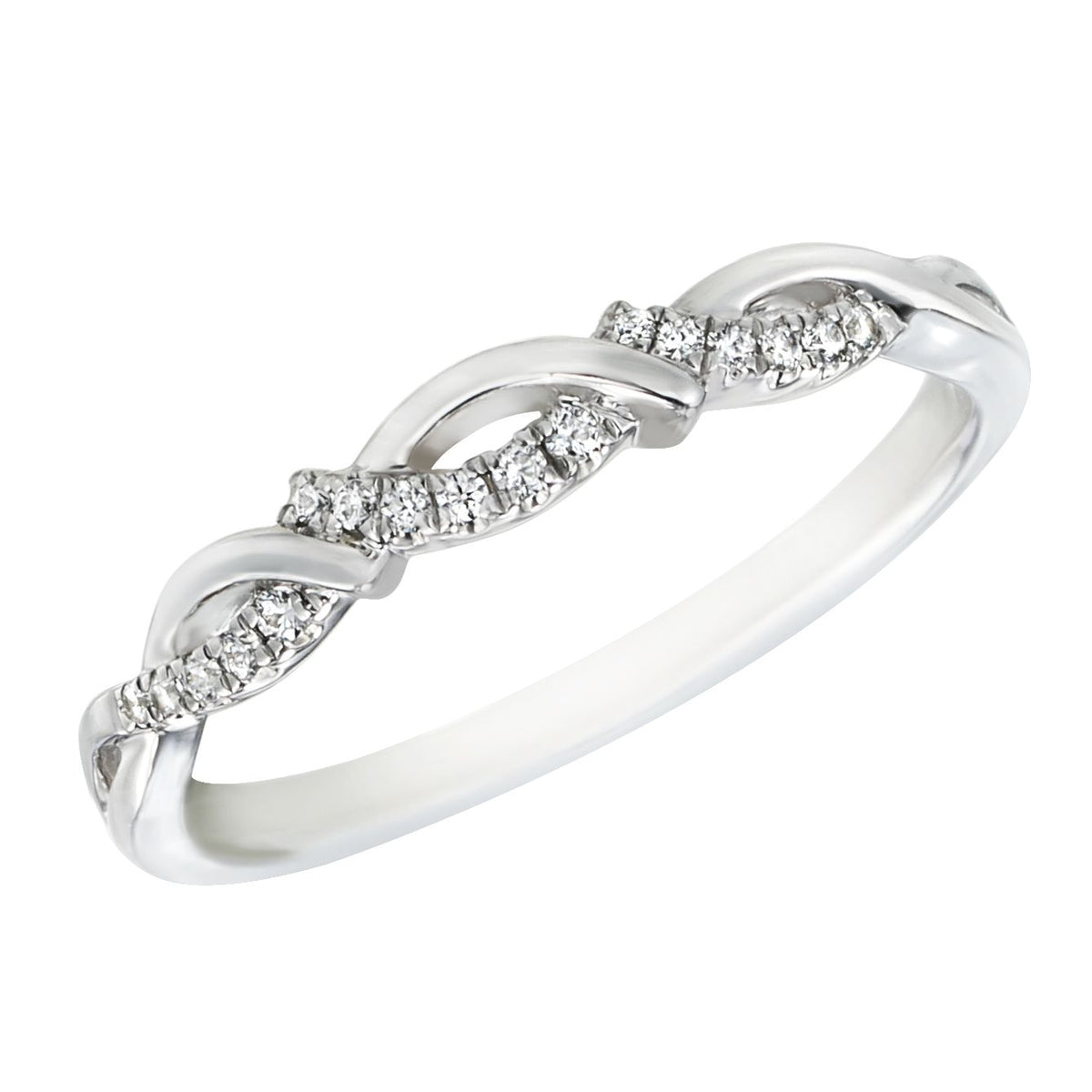 18Kt White Gold Twist 0.09cttw Diamond Anniversary Band