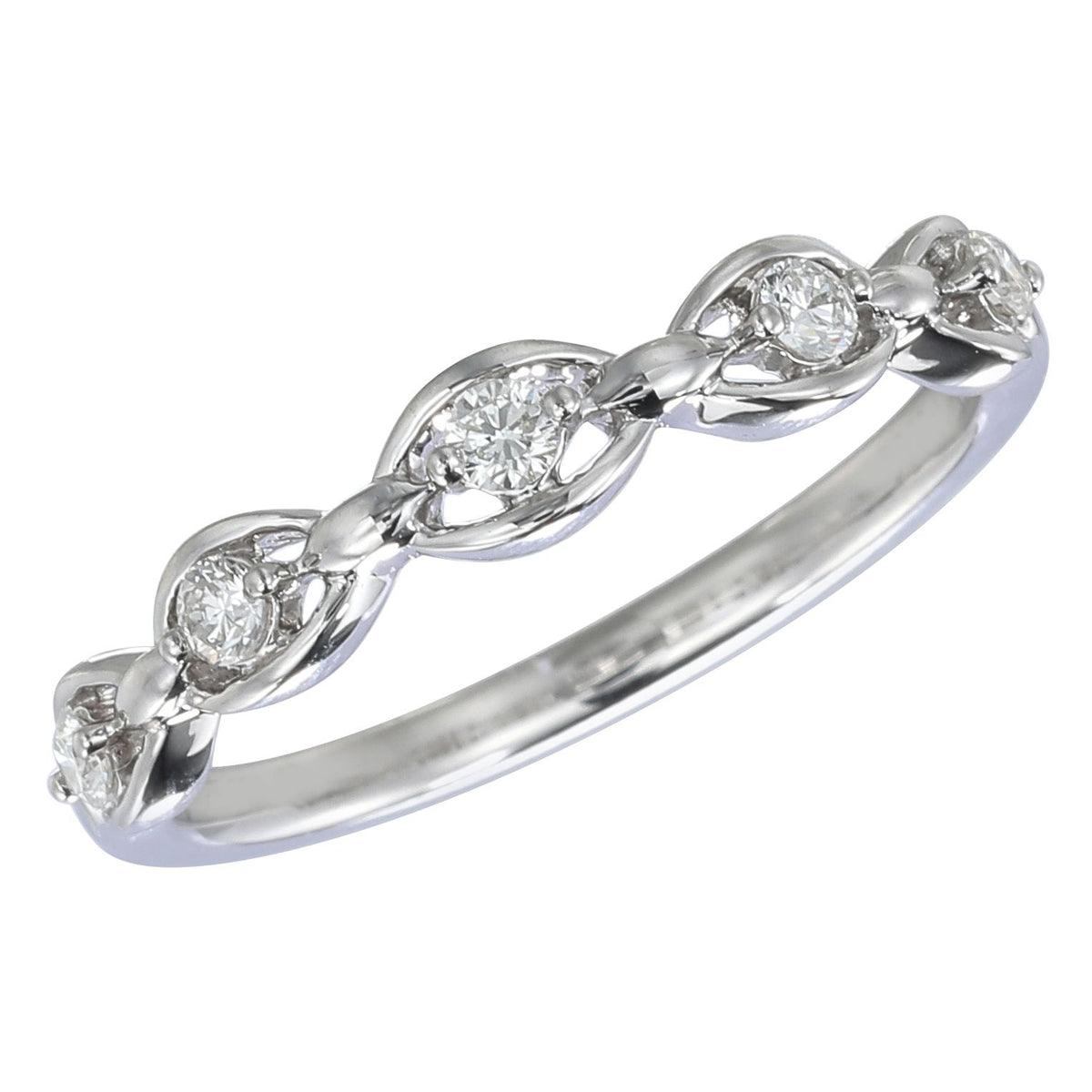 18Kt White Gold Scalloped 0.16cttw Diamond Anniversary Band