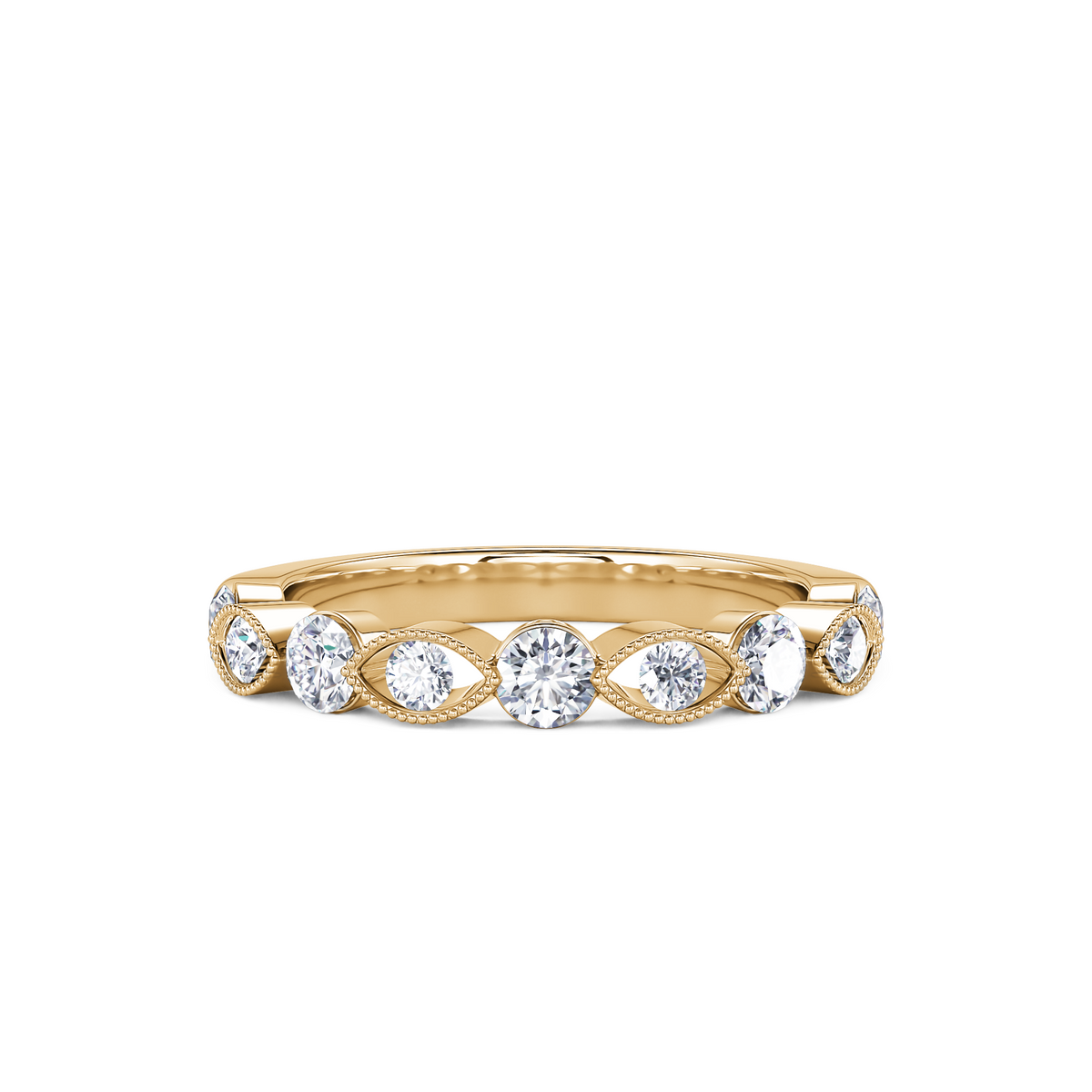 14Kt Yellow Gold 0.51cttw Diamond Milgrain Anniversary Band