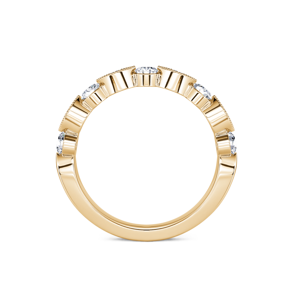 14Kt Yellow Gold 0.51cttw Diamond Milgrain Anniversary Band