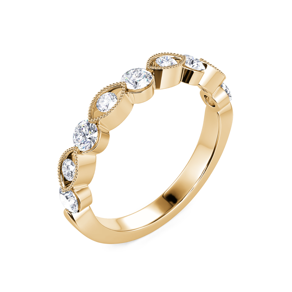 14Kt Yellow Gold 0.51cttw Diamond Milgrain Anniversary Band