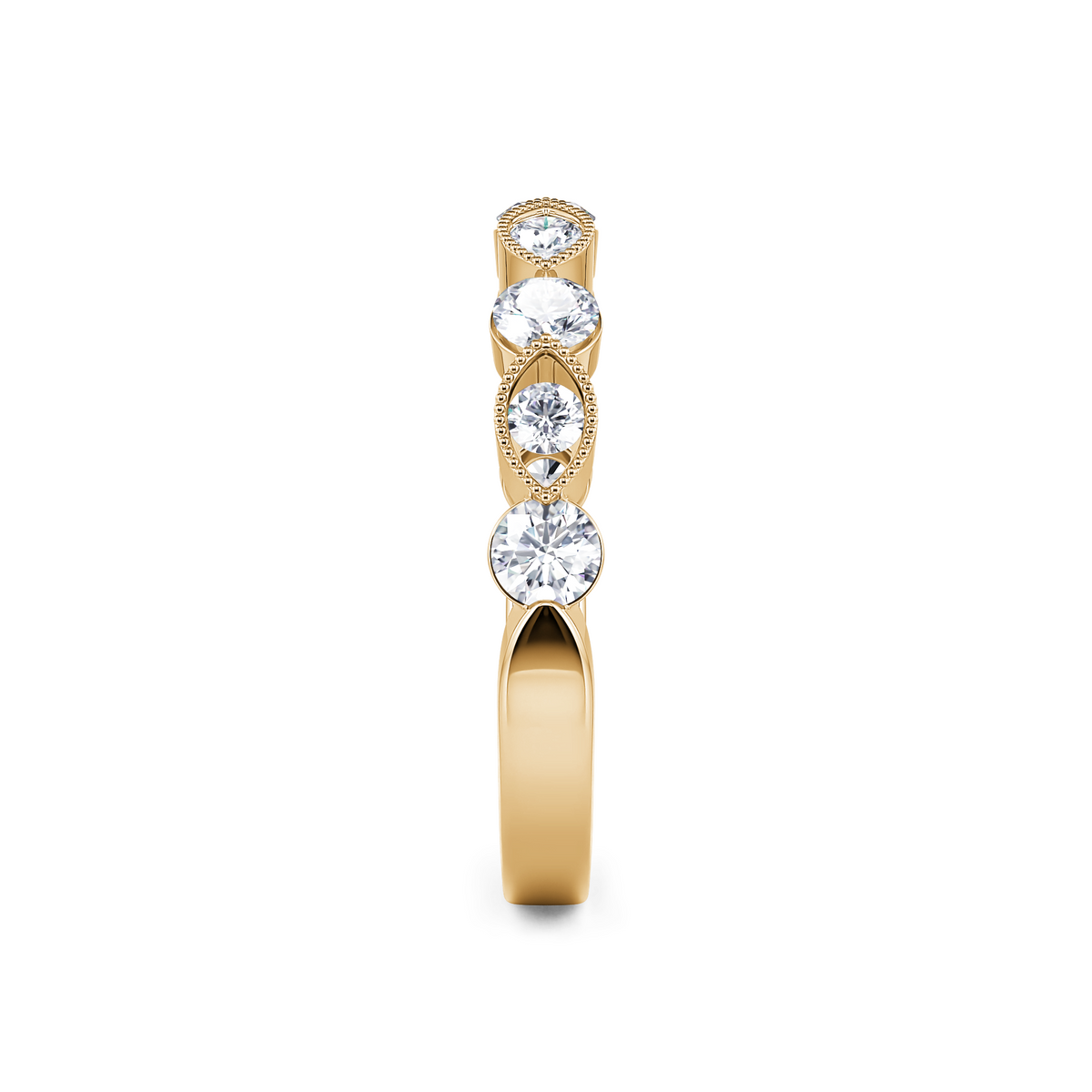 14Kt Yellow Gold 0.51cttw Diamond Milgrain Anniversary Band
