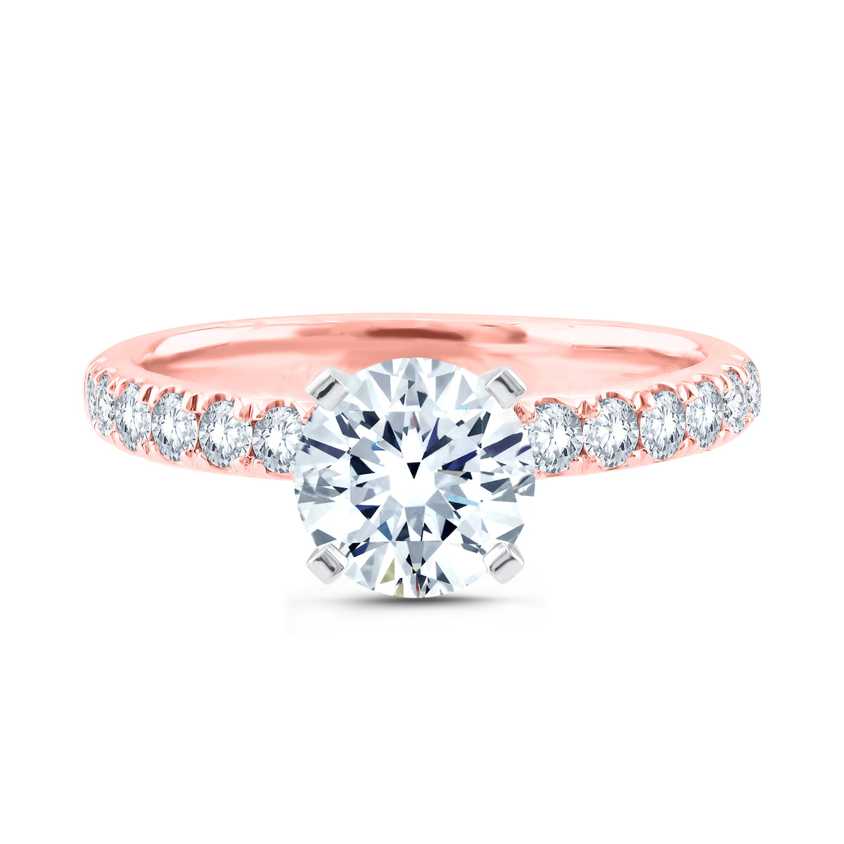 14Kt Rose Gold 1.33 Round Center Natural Diamond Engagement Set