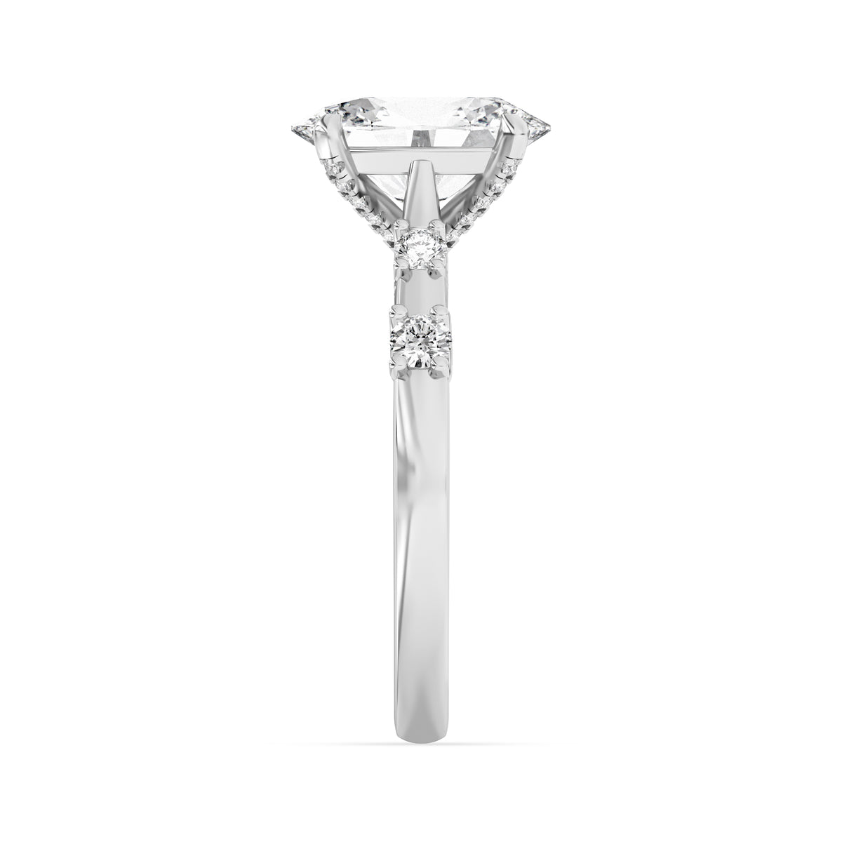 Lasker's Big Rocks Lab-Grown Diamond Collection Ring in 14Kt White Gold with 2.51Ct Oval Center Diamond