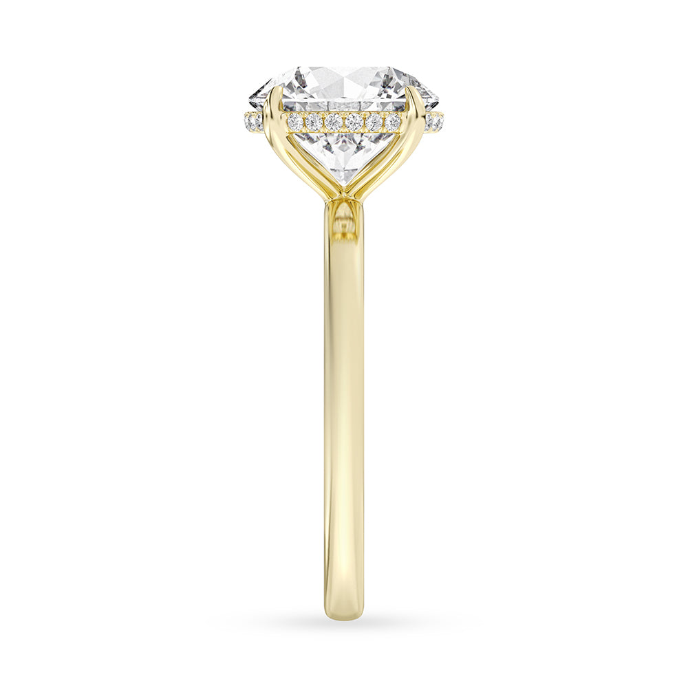 Lasker's Big Rocks Lab-Grown Diamond Collection 14Kt Yellow Gold 2.00cttw Round Lab-Grown Diamond Hidden Halo Solitaire Engagement Ring