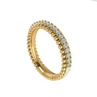 14Kt Yellow and White Gold 3-Row Band with Natural Diamonds