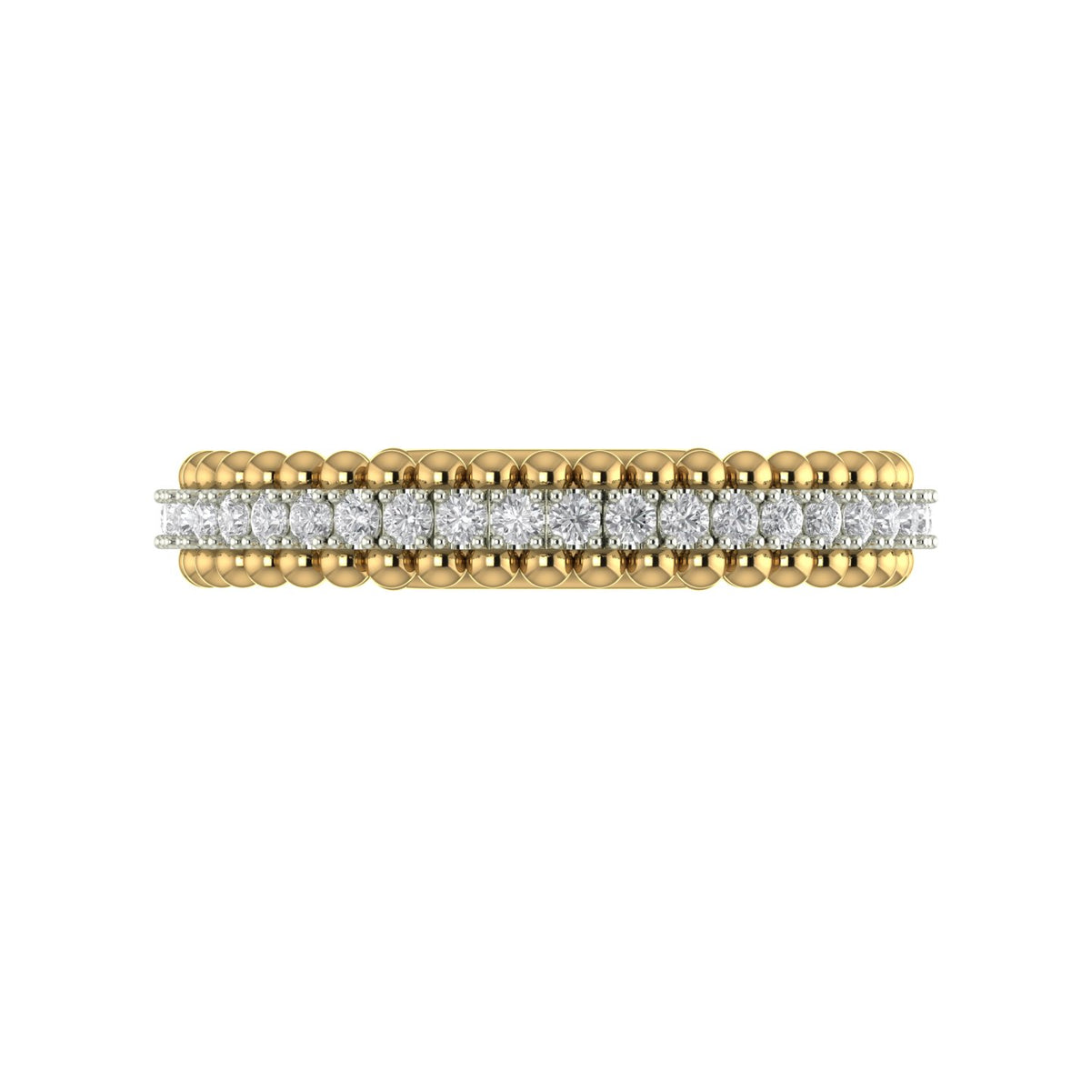 14Kt Yellow and White Gold 3-Row Band with Natural Diamonds