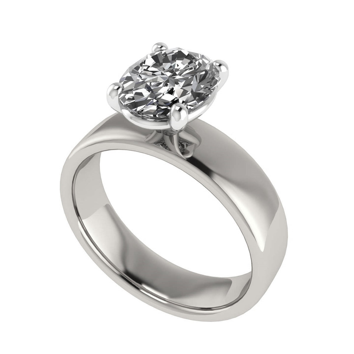 14Kt Whtite Gold 4.5mm Pipe Cut Solitaire-Center Diamond of Your Choice Sold Separately