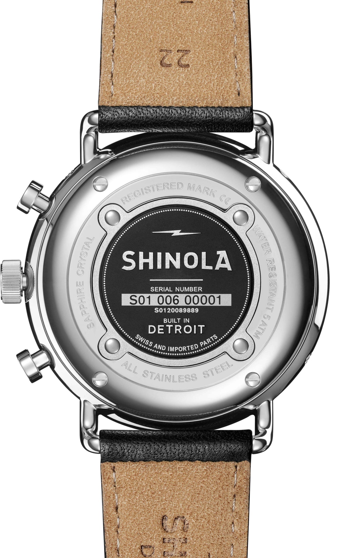 Shinola Canfield Sport Black Leather/Black 45mm Quartz Watch
