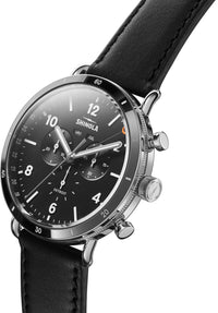 Shinola Canfield Sport Black Leather/Black 45mm Quartz Watch