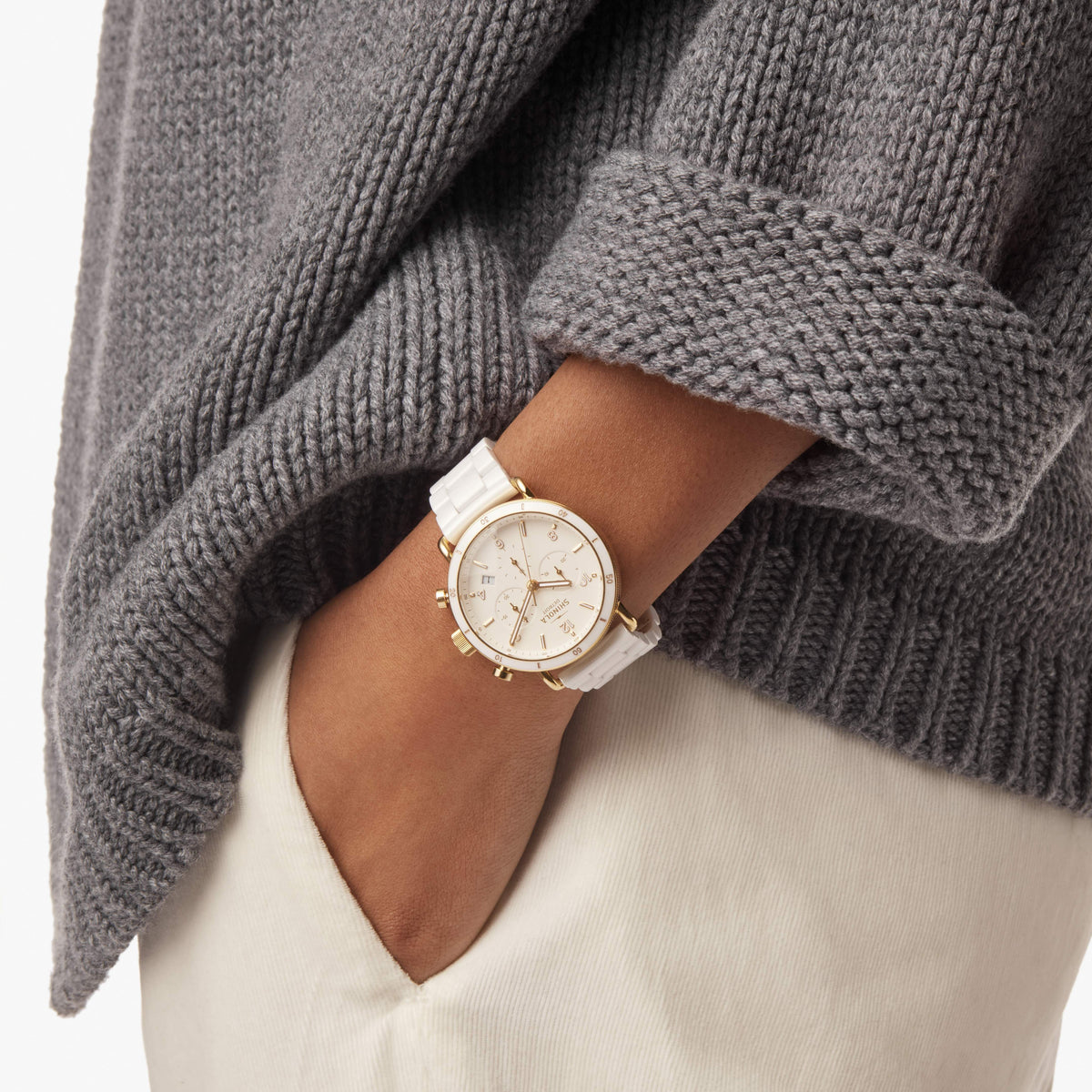 Shinola Canfield Sport White Ceramic/White 40mm Quartz Watch