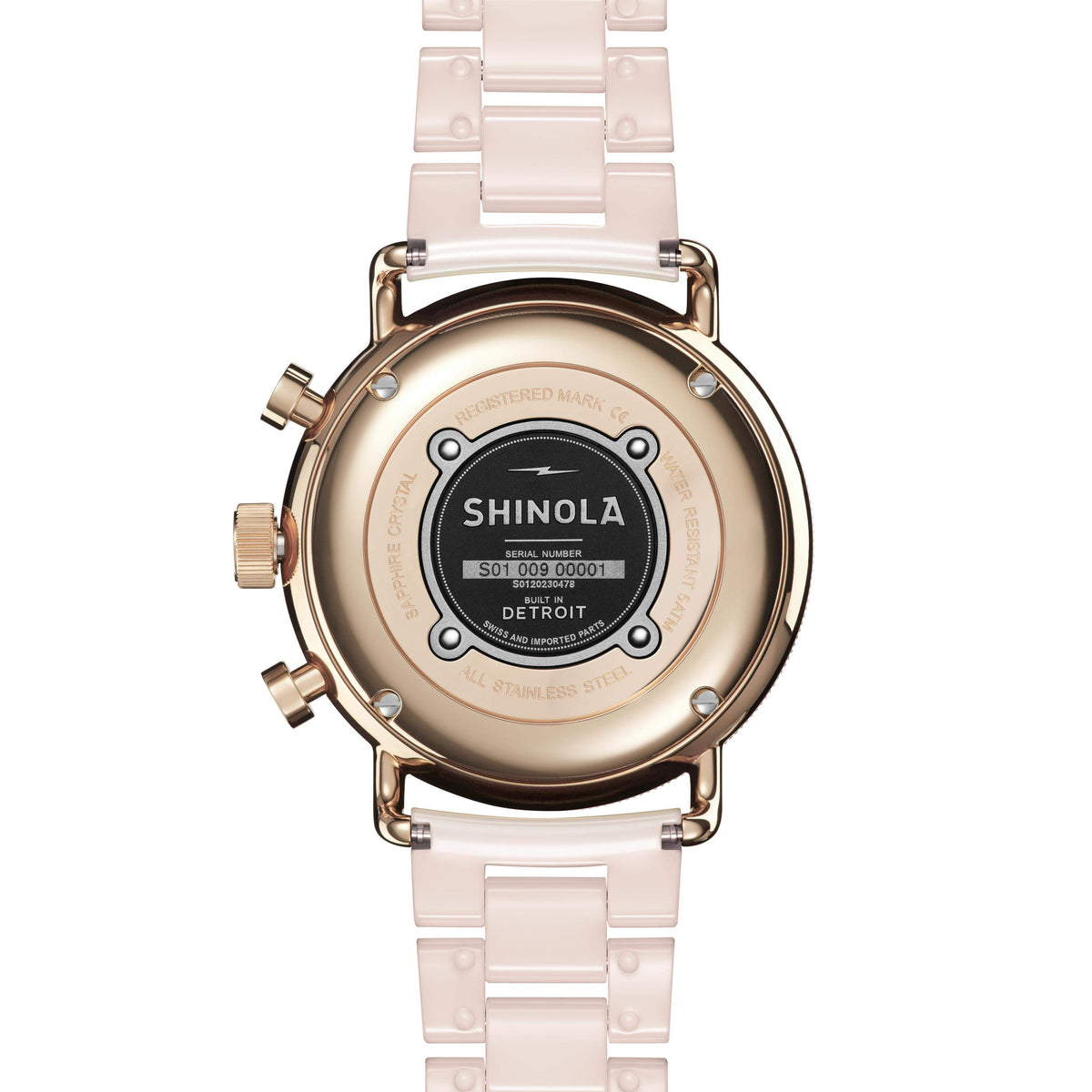 Shinola Canfield Sport Blush Ceramic/Mother of Pearl 40mm Quartz Watch