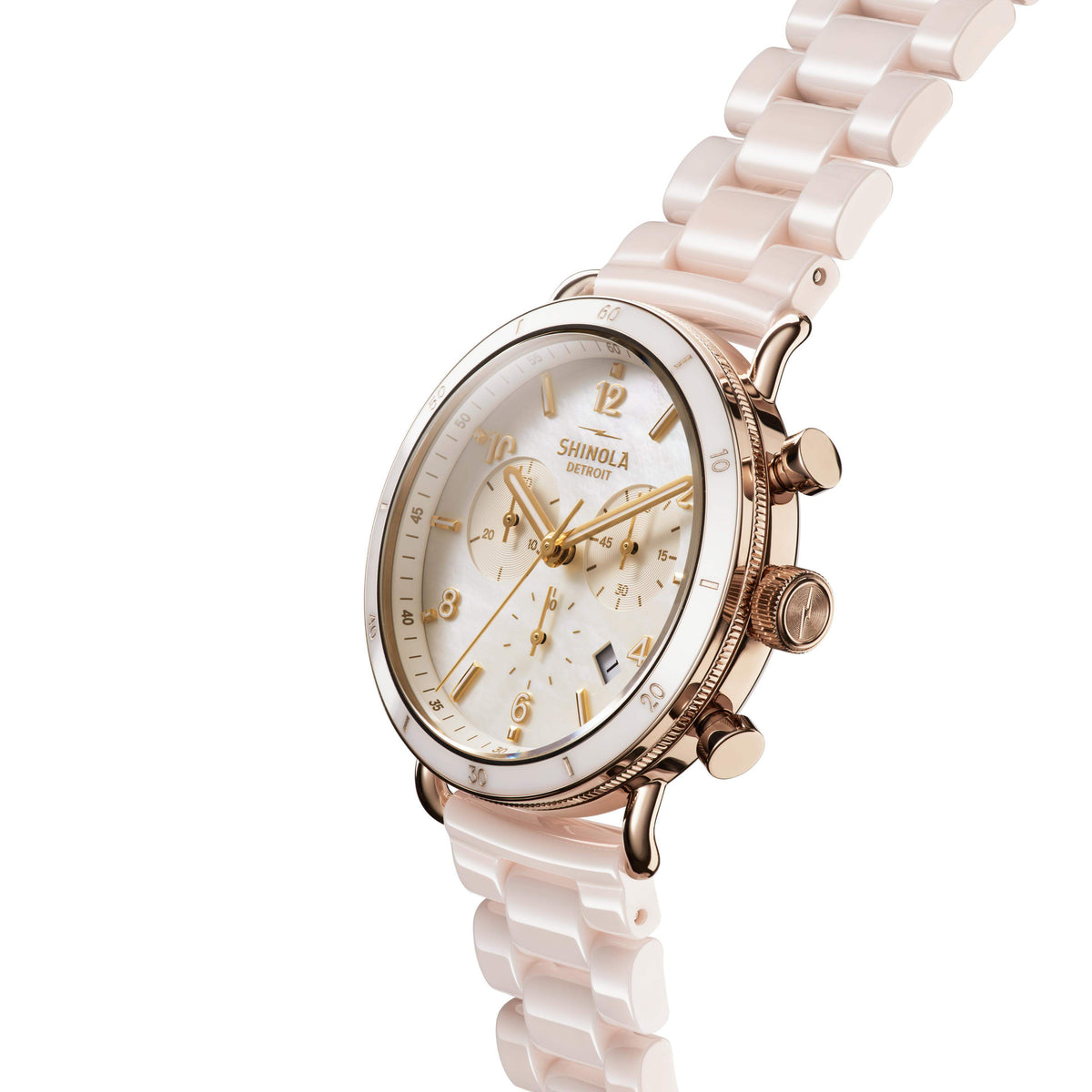 Shinola Canfield Sport Blush Ceramic/Mother of Pearl 40mm Quartz Watch