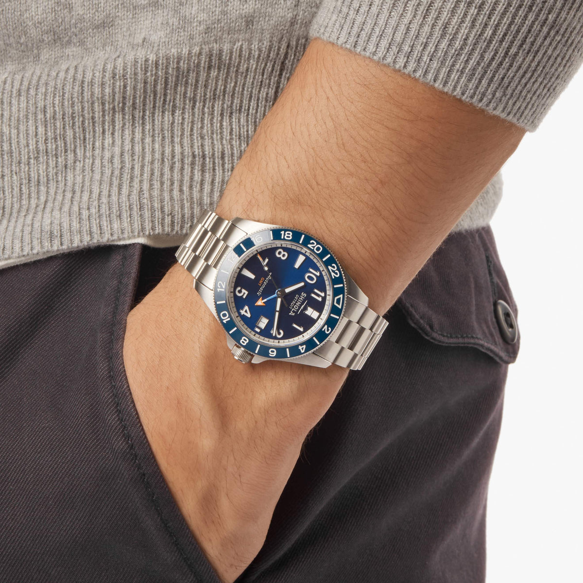 Shinola Monster GMT Stainless Steel/Navy 40mm Automatic Watch