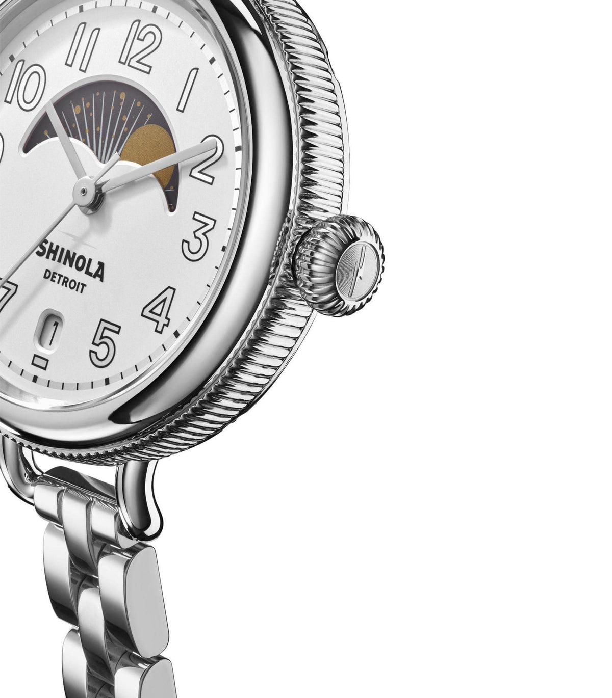 Shinola Birdy Moon Phase Stainless Steel/Light Silver 34mm Quartz Watch