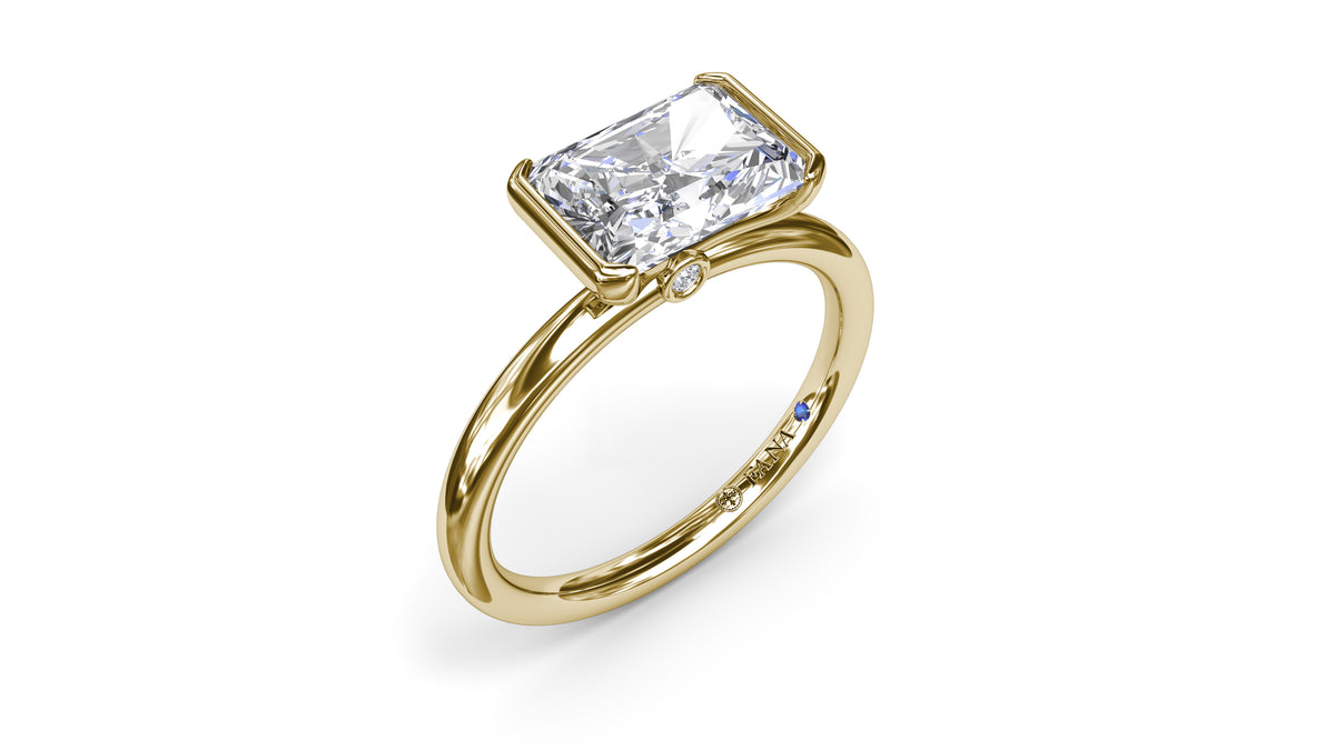 14Kt Yellow Gold Half-Bezel Set 1.8mm Solitaire Ring With 1.01ct Natural Radiant Diamond