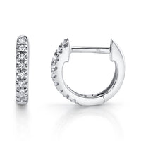 Shy Creation 14Kt White Gold Diamond Huggie Hoop Earrings