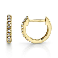 Shy Creation 14Kt Yellow Gold Diamond Huggie Hoop Earrings