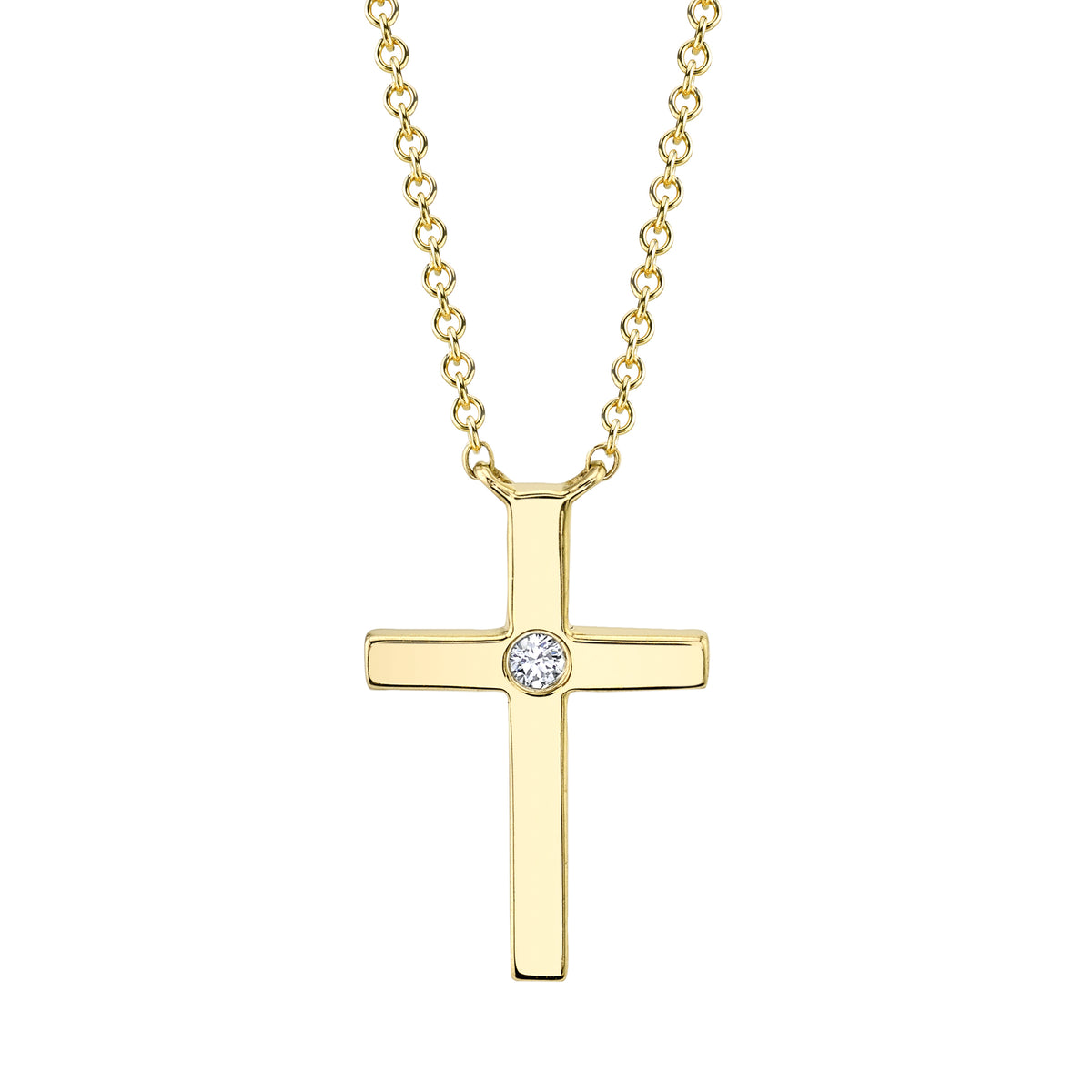 Shy Creation 14Kt Yellow Gold Cross Necklace